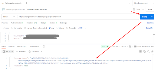 POST Authorization cashbacks — Send request and access_token in response